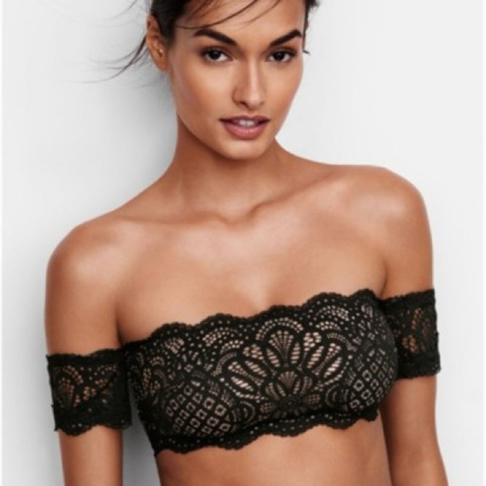 Victoria’s Secret Black Lace Off-Shoulder Bandeau